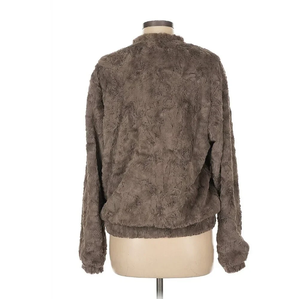 ASTR the Label Danika Faux-Fur Jacket Plush Gray Med - Picture 4 of 7